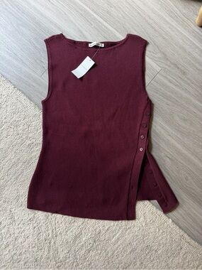 Abercrombie Sleeveless Ribbed Side-Button Top